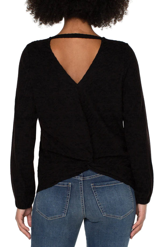 Load image into Gallery viewer, Twist Back Knit Top - Black
