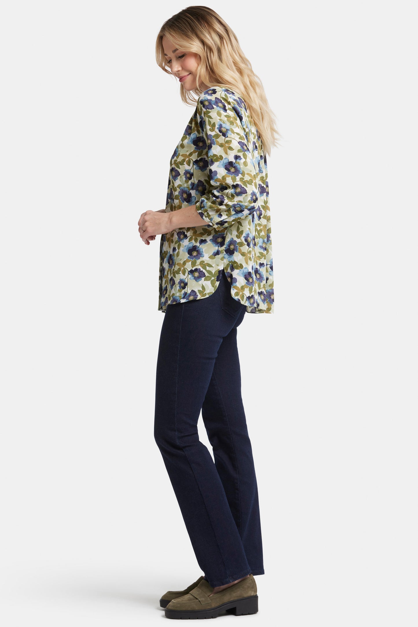 Pintuck Top - Indigo Blooms