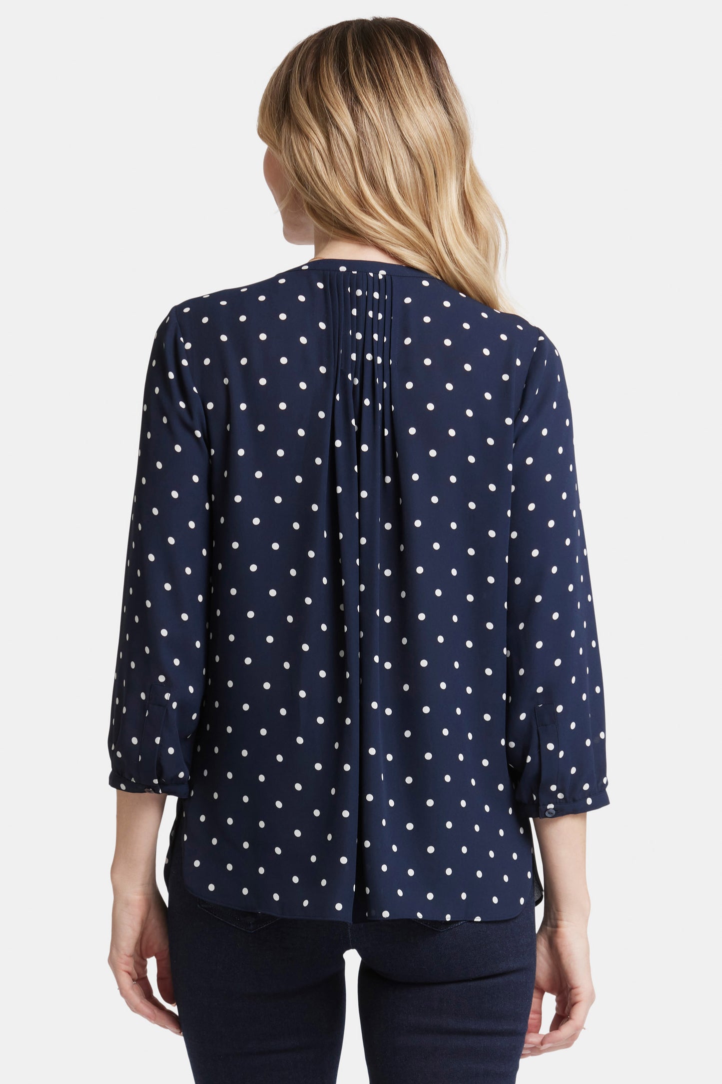 Pintuck Top - Indigo Dot