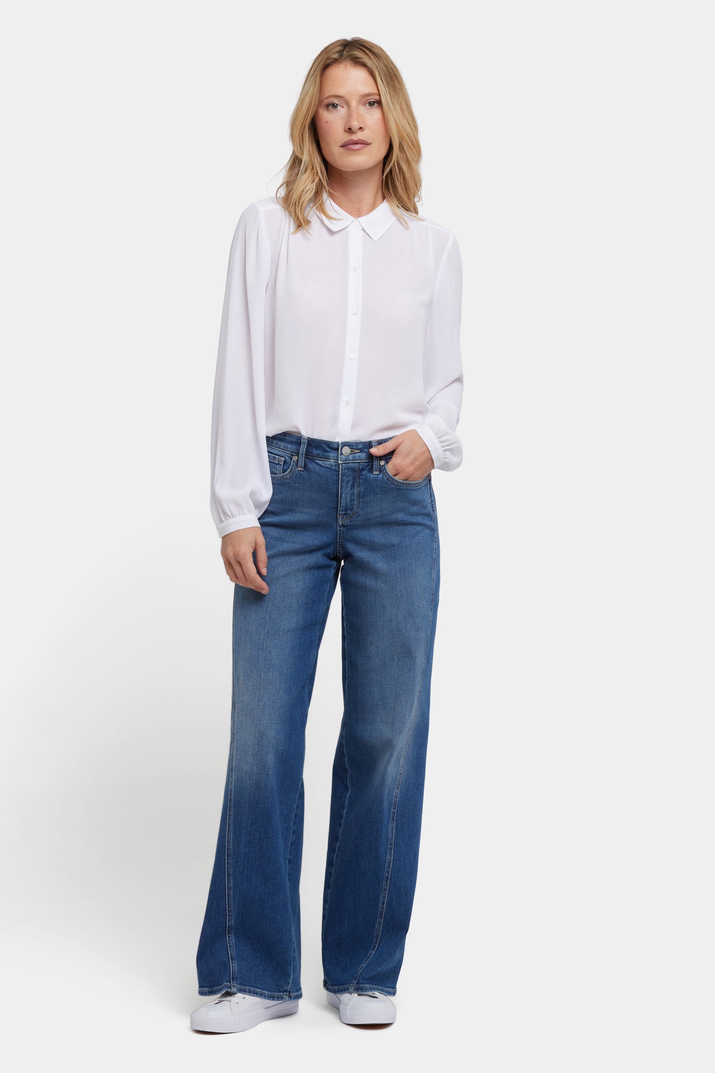 Teresa Wide Leg Jeans with Contour Seams - Romantic Indigo