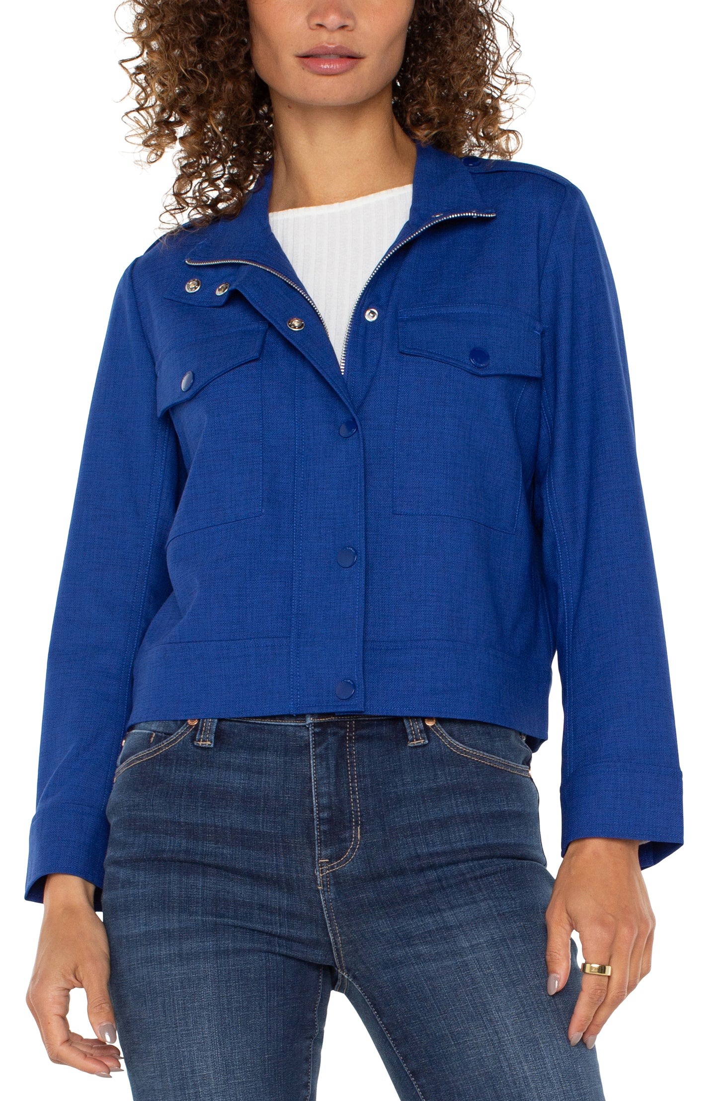 Cropped Utility Jacket - Blue Topaz