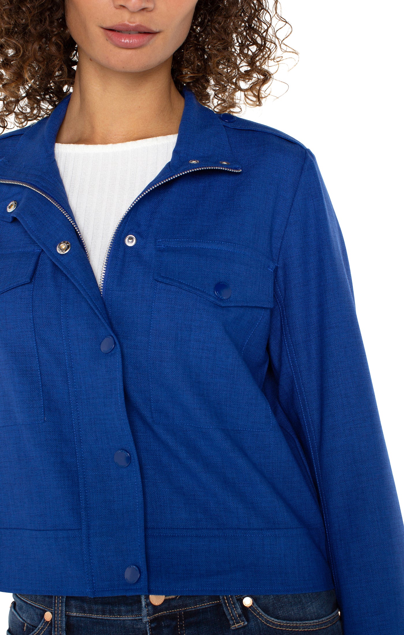 Cropped Utility Jacket - Blue Topaz
