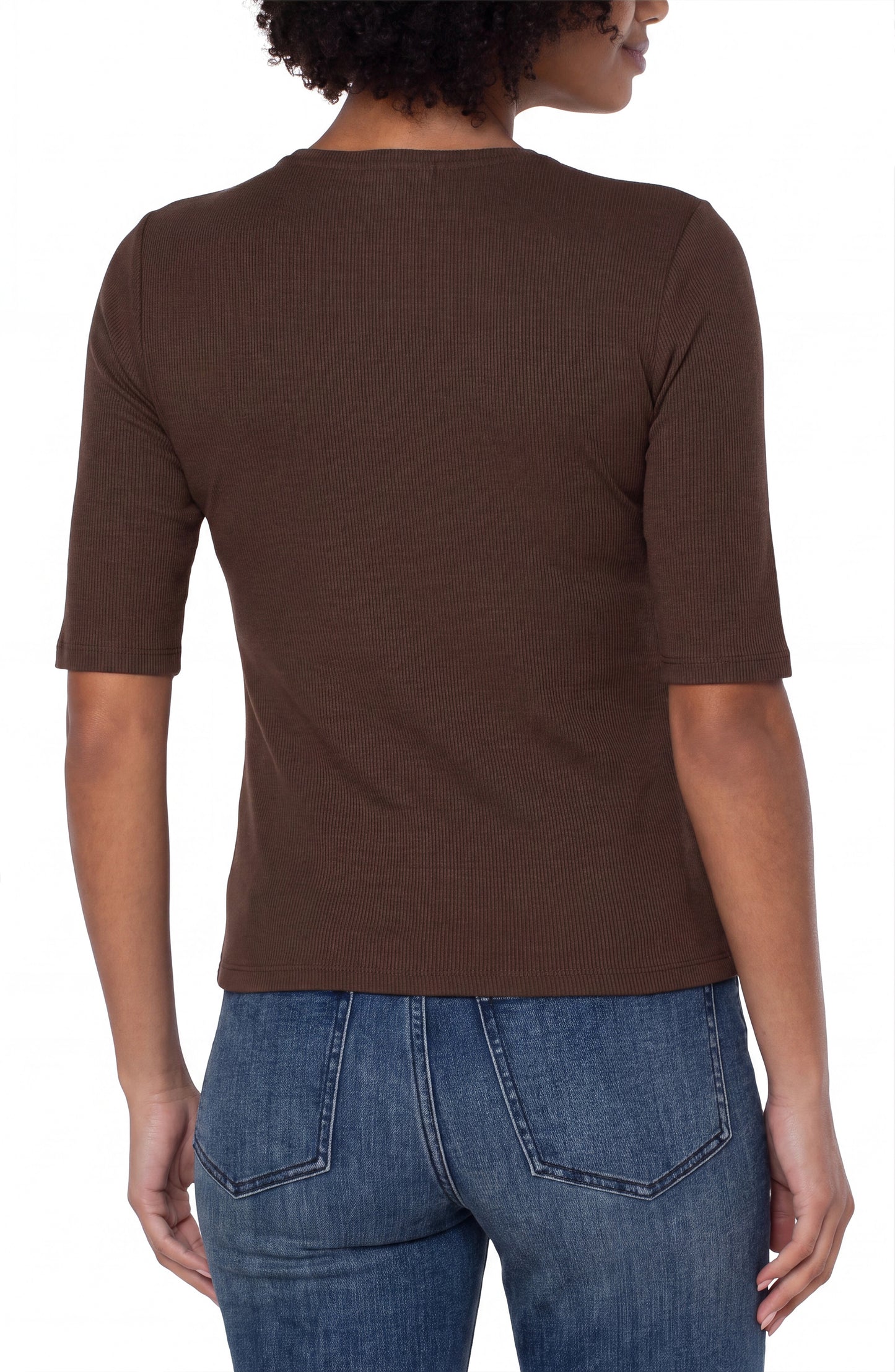 Double Layer V-Neck Top - Dark Espresso