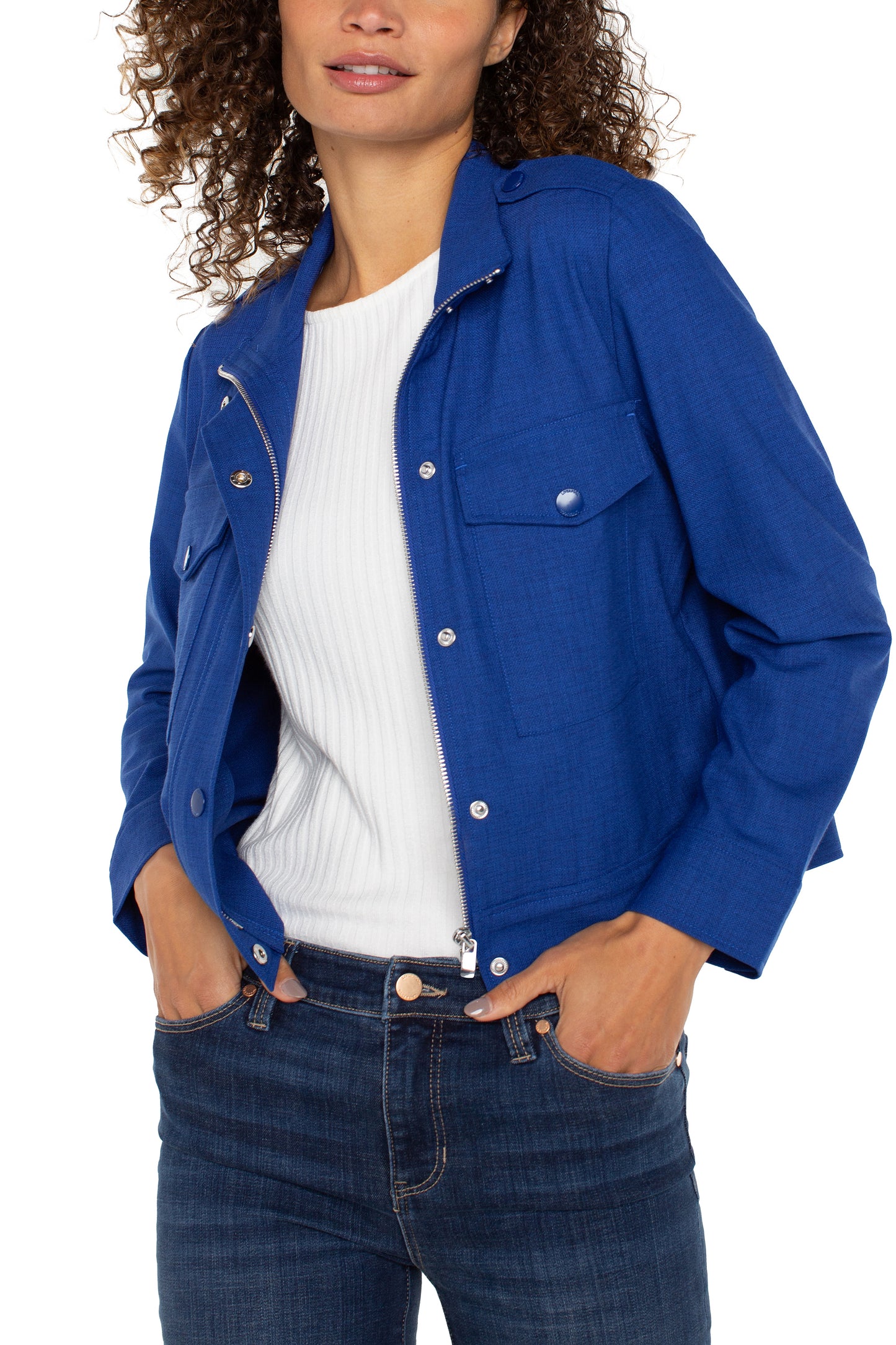 Cropped Utility Jacket - Blue Topaz