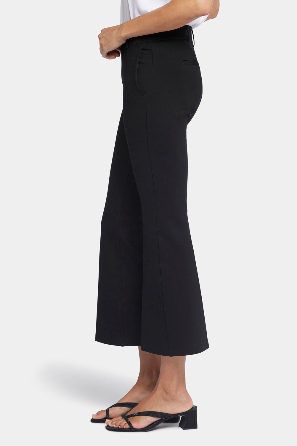 Pull-On Flare Ankle Pants - Black