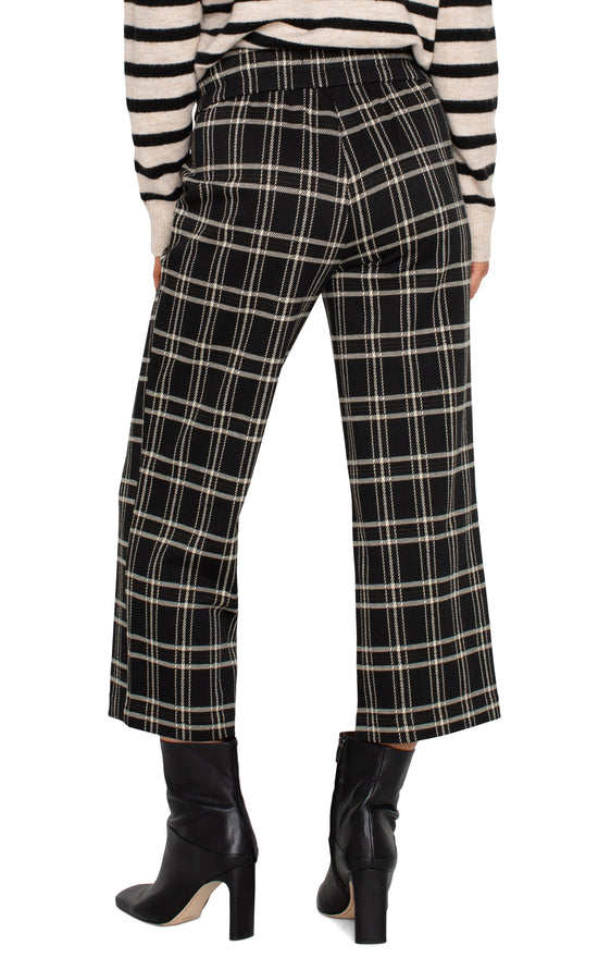 Mabel Pull On Ankle Pants - Black Oatmeal Windowpane