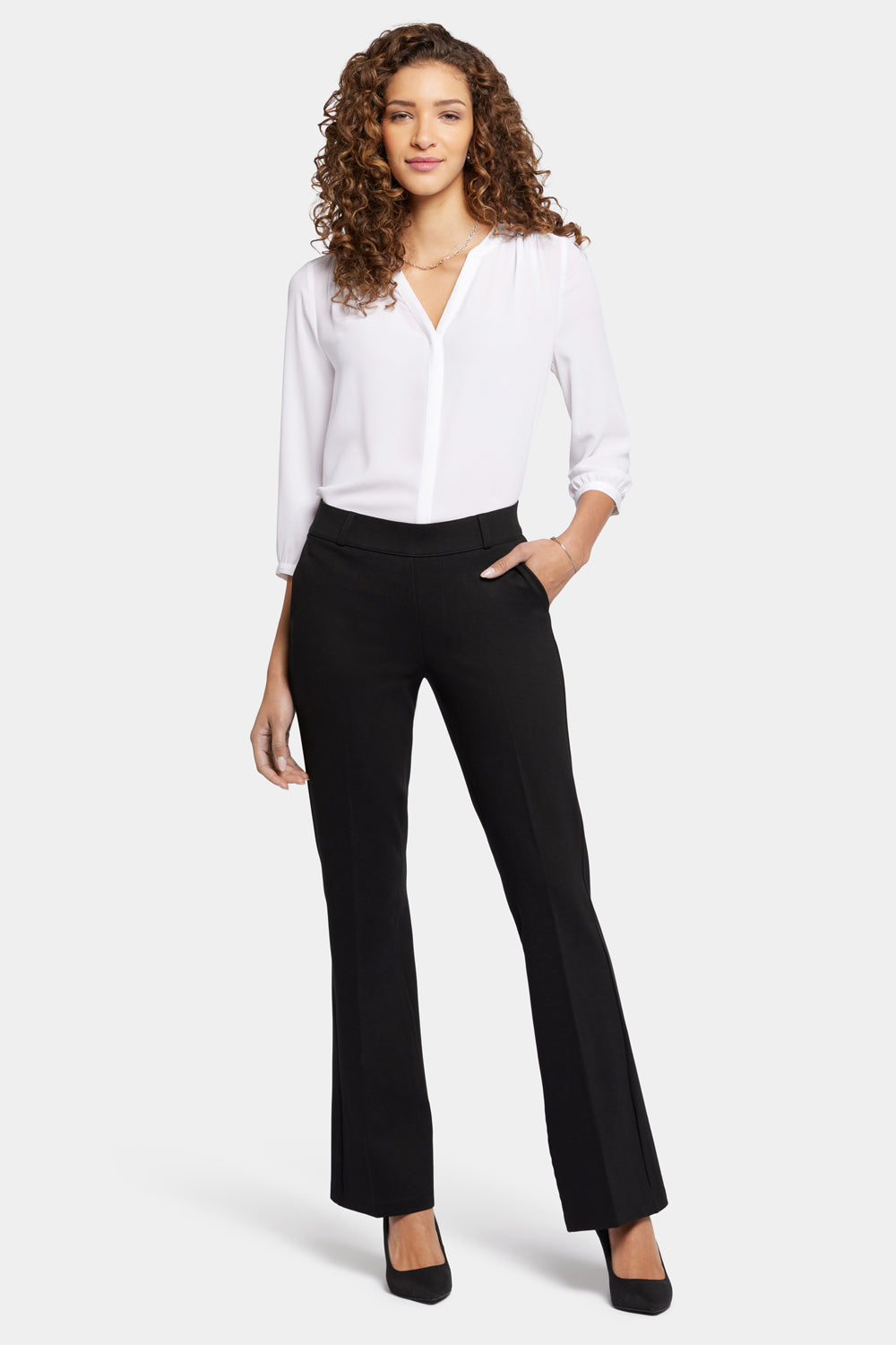 Pull-On Flare Leg Pants - Black