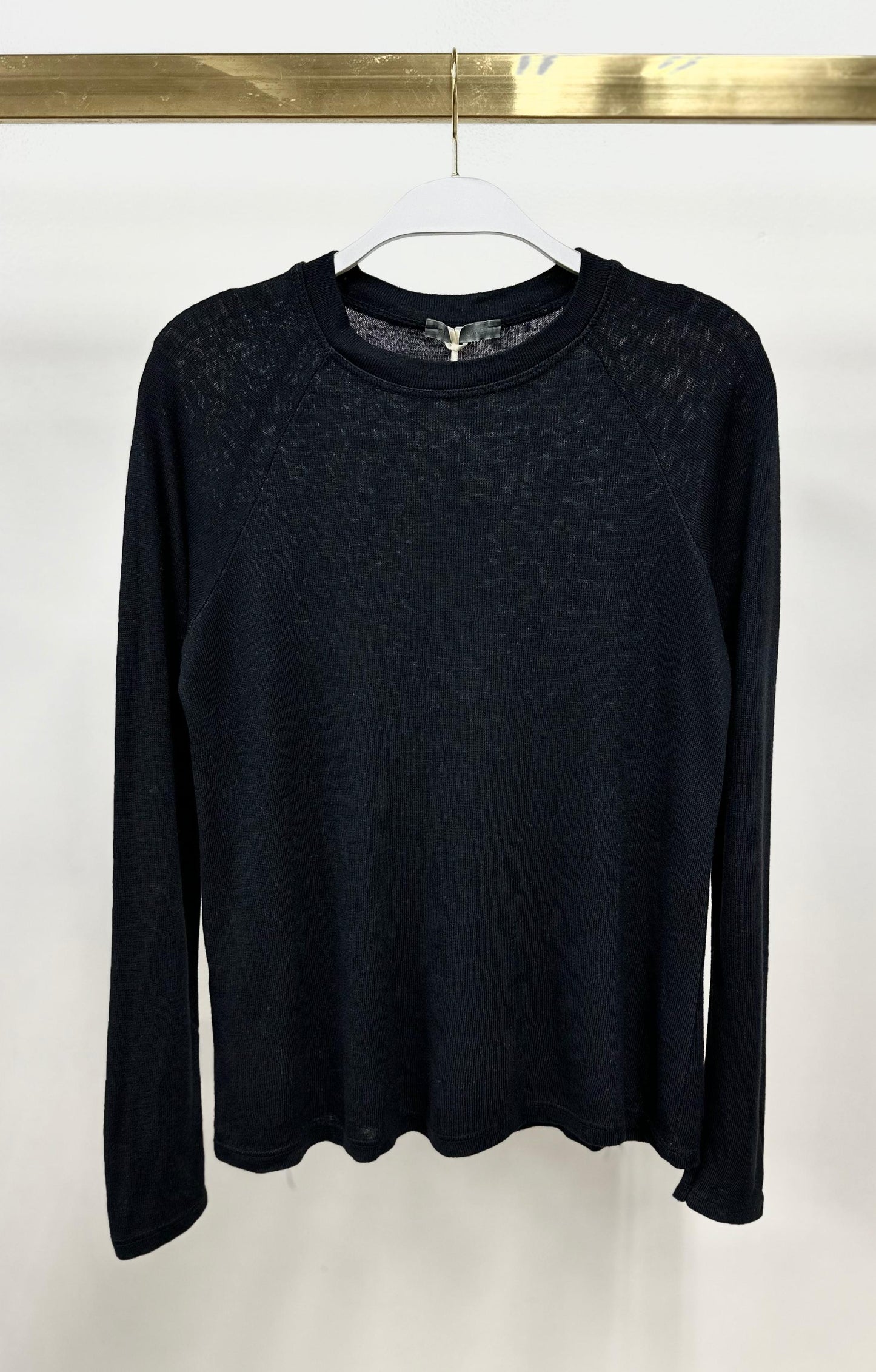 L/S V-Neck Henley Top - Black