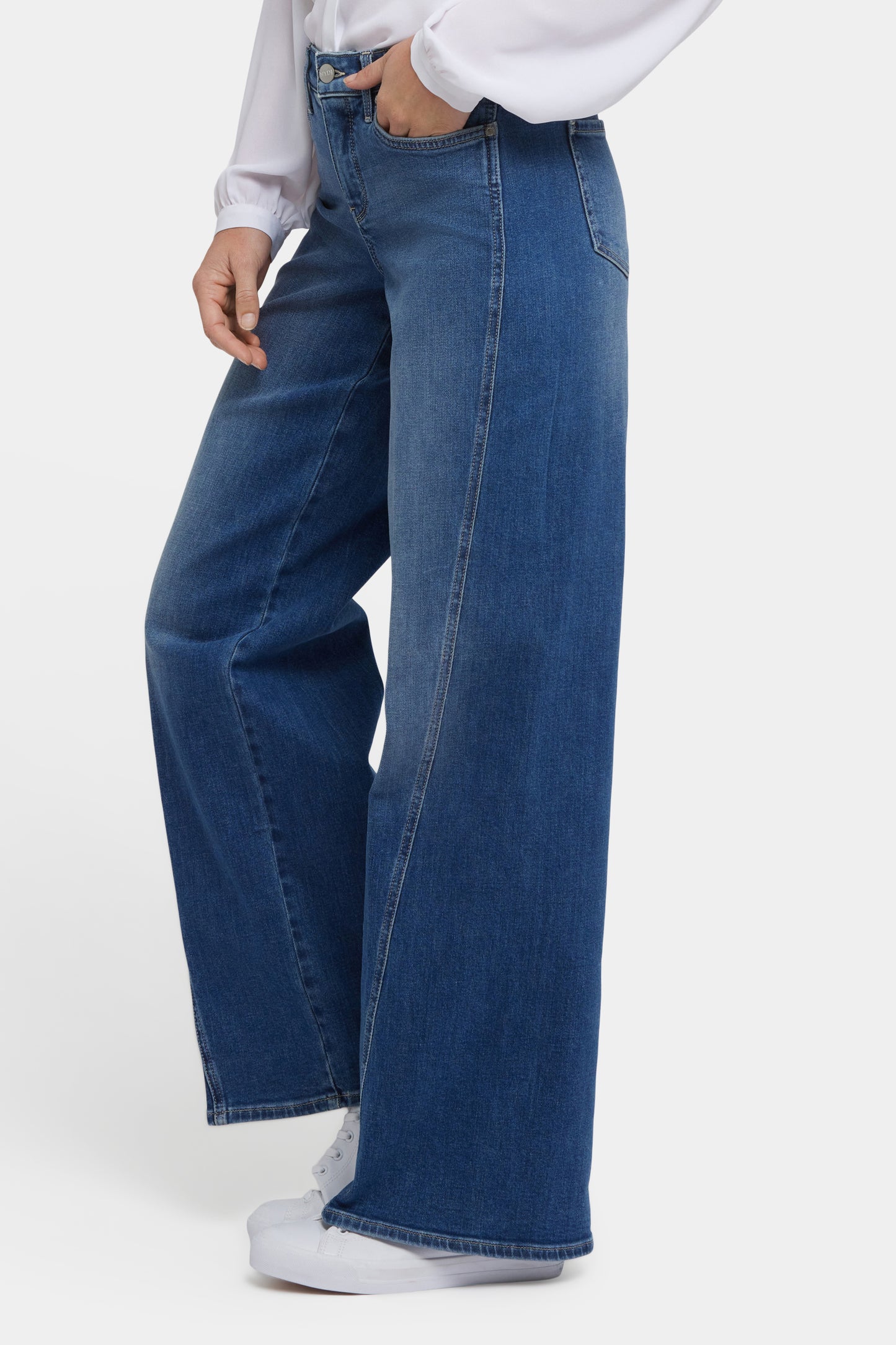 Teresa Wide Leg Jeans with Contour Seams - Romantic Indigo