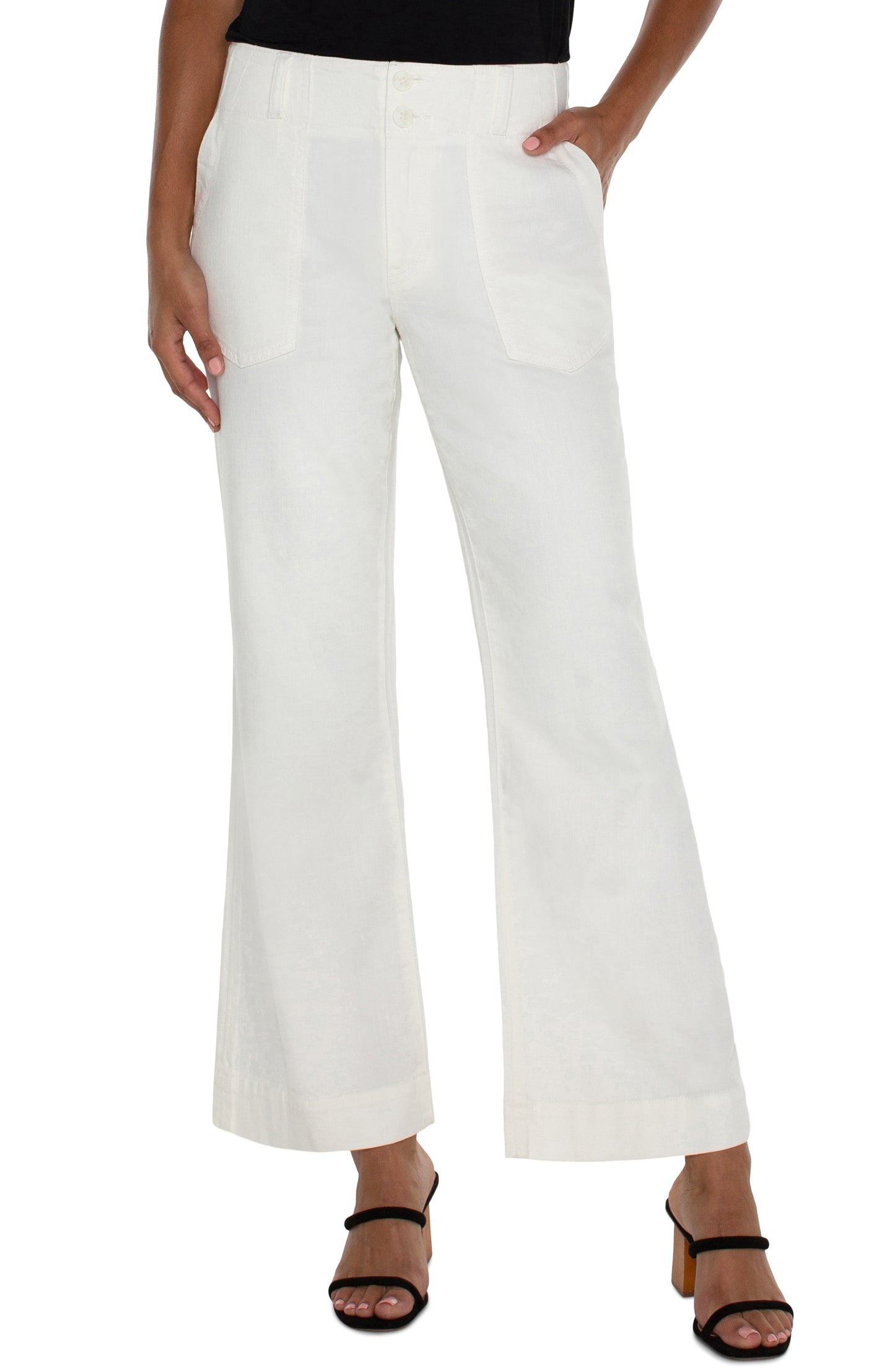 Hannah Flare Jeans with Utility Details - Soft White