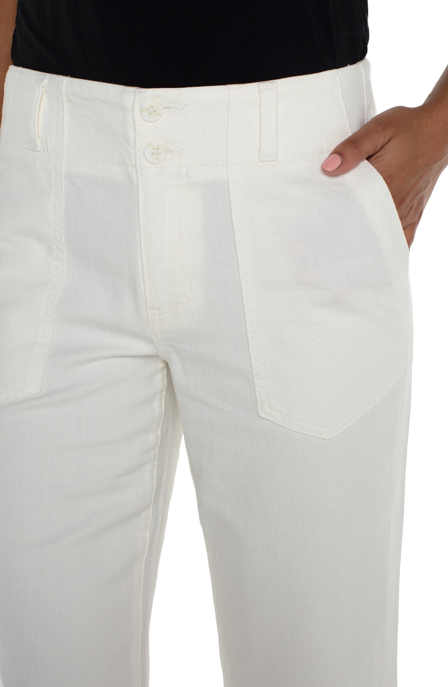 Hannah Flare Jeans with Utility Details - Soft White