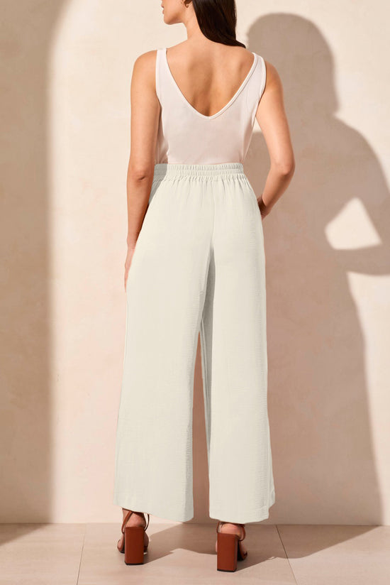 Flowy Pants with Elastic Back Waist - Cocomilk