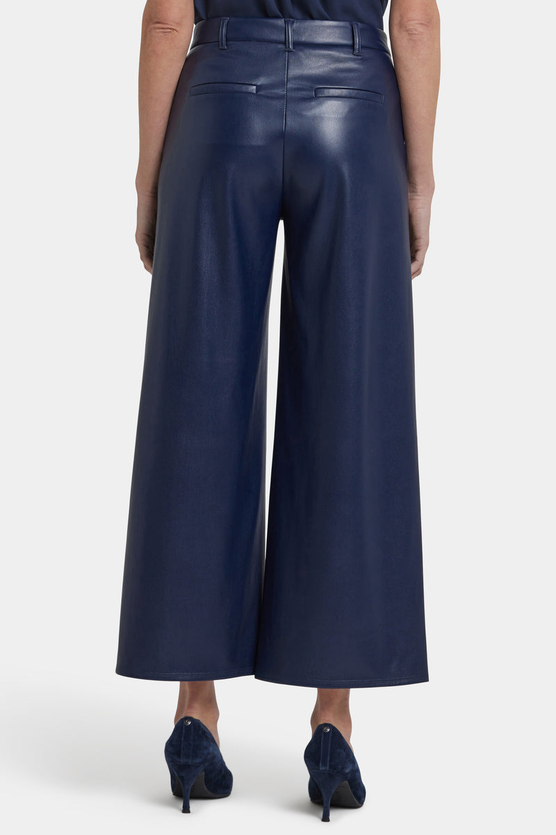 Morgan Vegan Leather Wide Leg Pants - Dark Sapphire