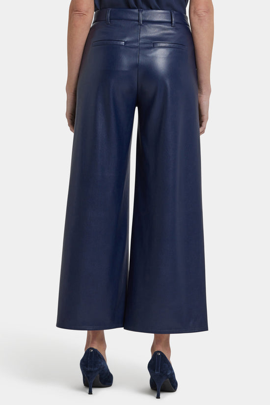Morgan Vegan Leather Wide Leg Pants - Dark Sapphire