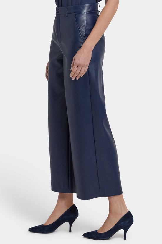 Morgan Vegan Leather Wide Leg Pants - Dark Sapphire