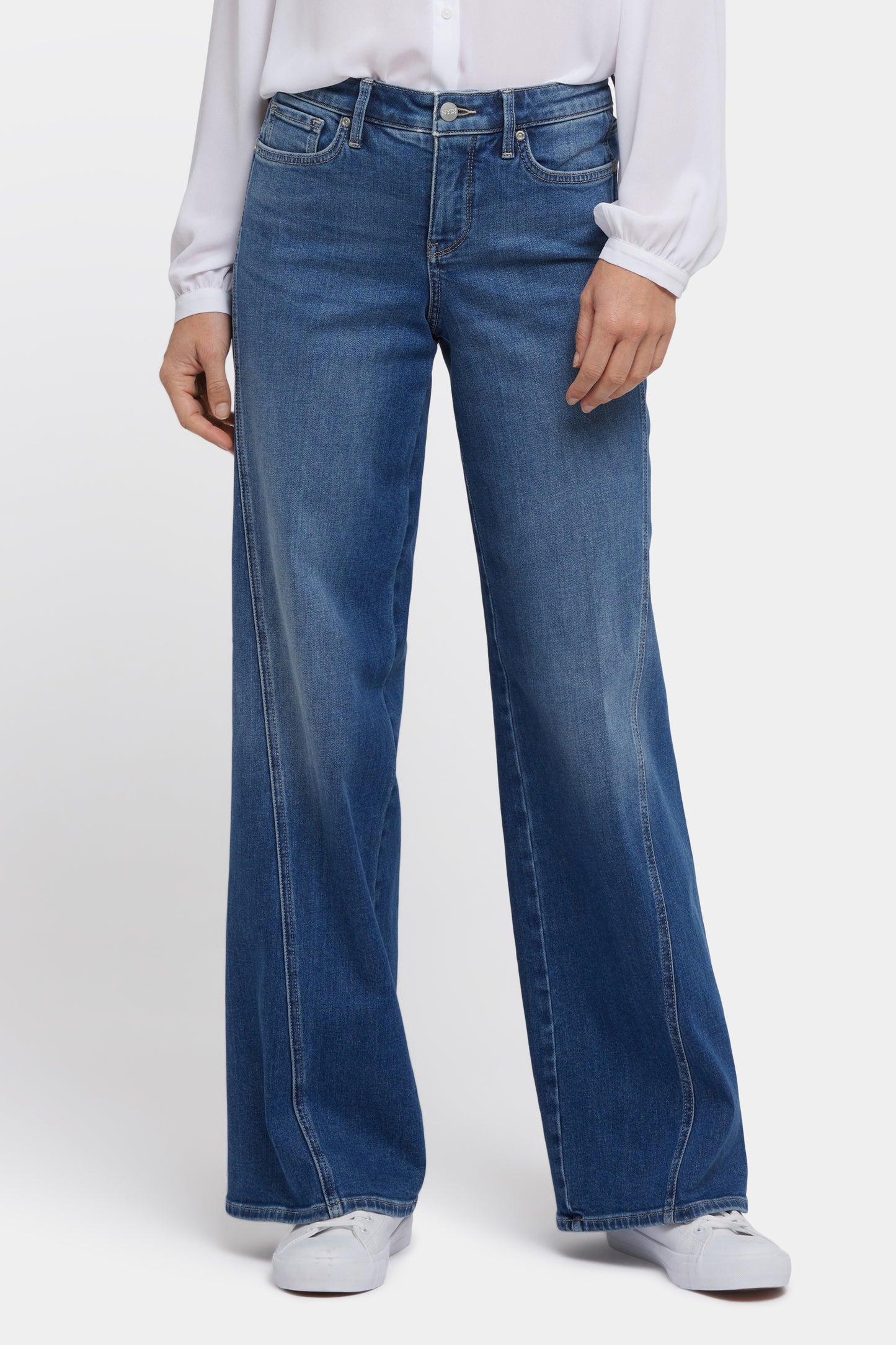 Teresa Wide Leg Jeans with Contour Seams - Romantic Indigo