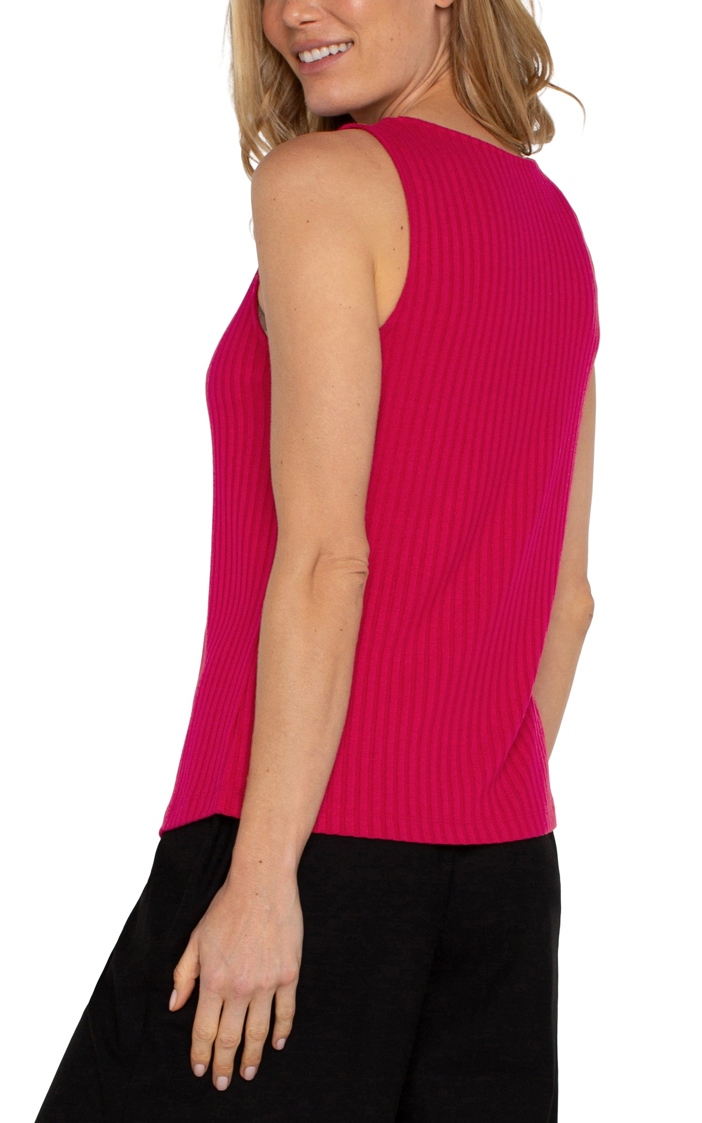 Sleeveless Boat Neck Rib Knit Top - Star Ruby