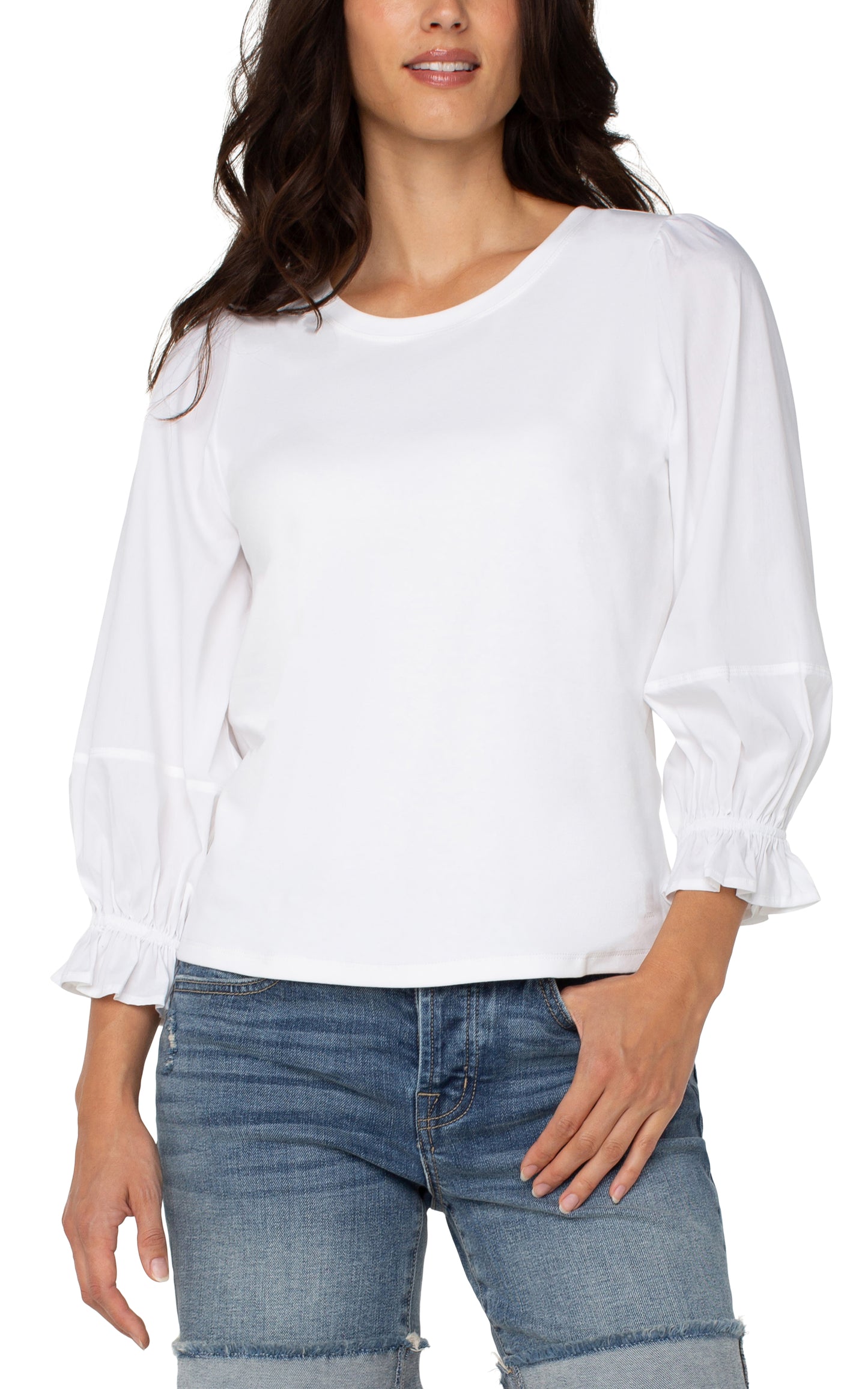 Blouson Sleeve Top - White/Cream