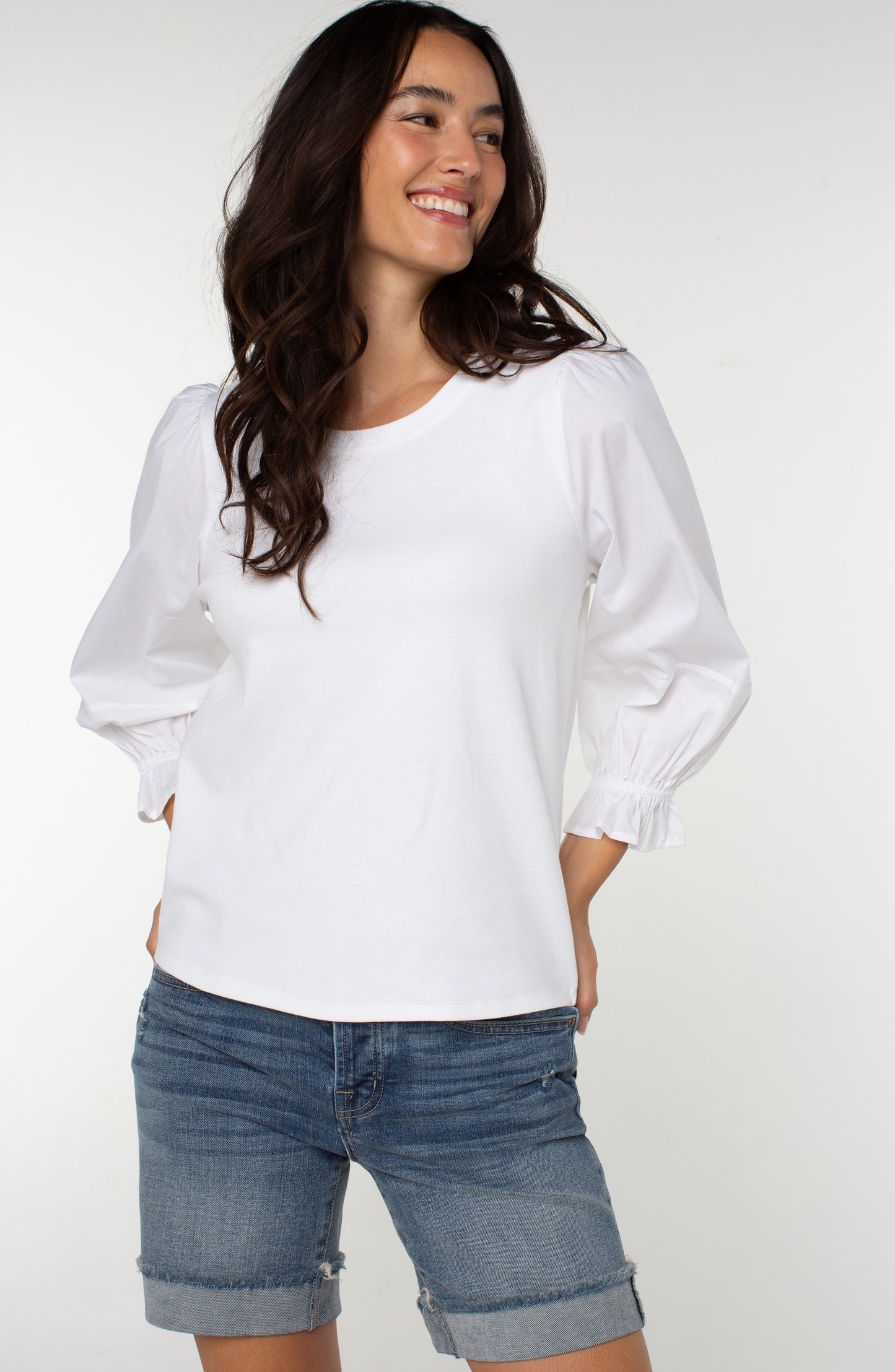 Blouson Sleeve Top - White/Cream