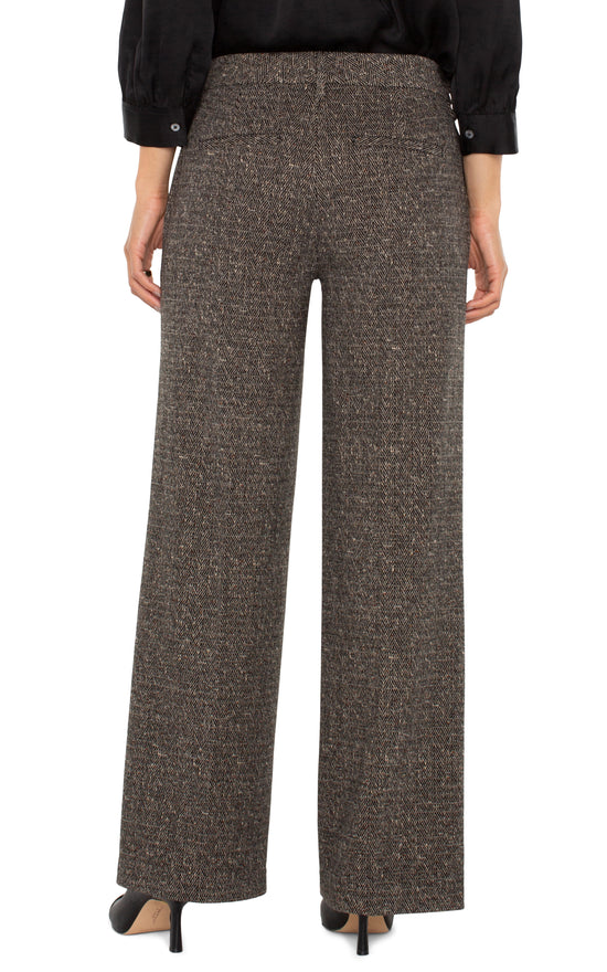 Kelsey Wide Leg Pants - Black/Tan Herringbone