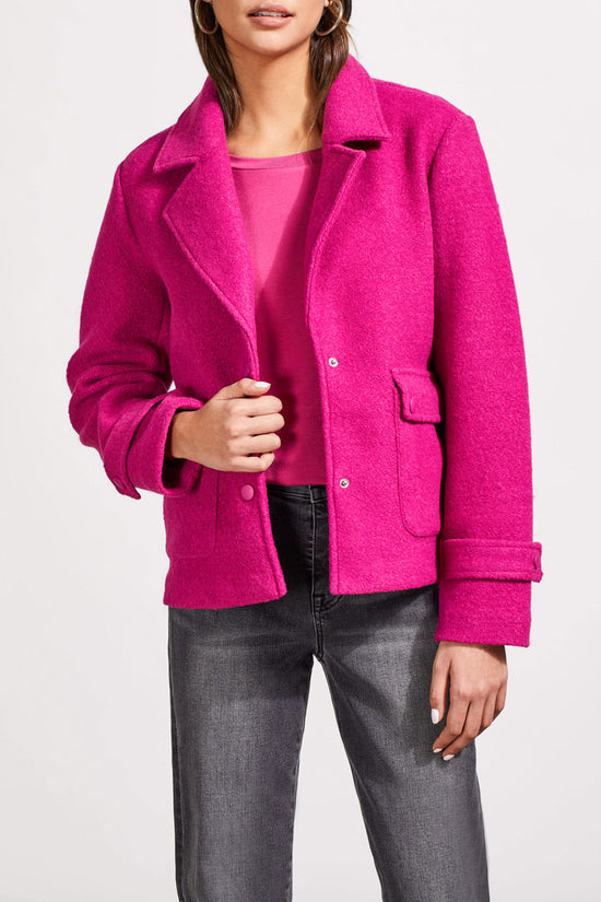 Snap Front Pea Coat - Deep Magenta