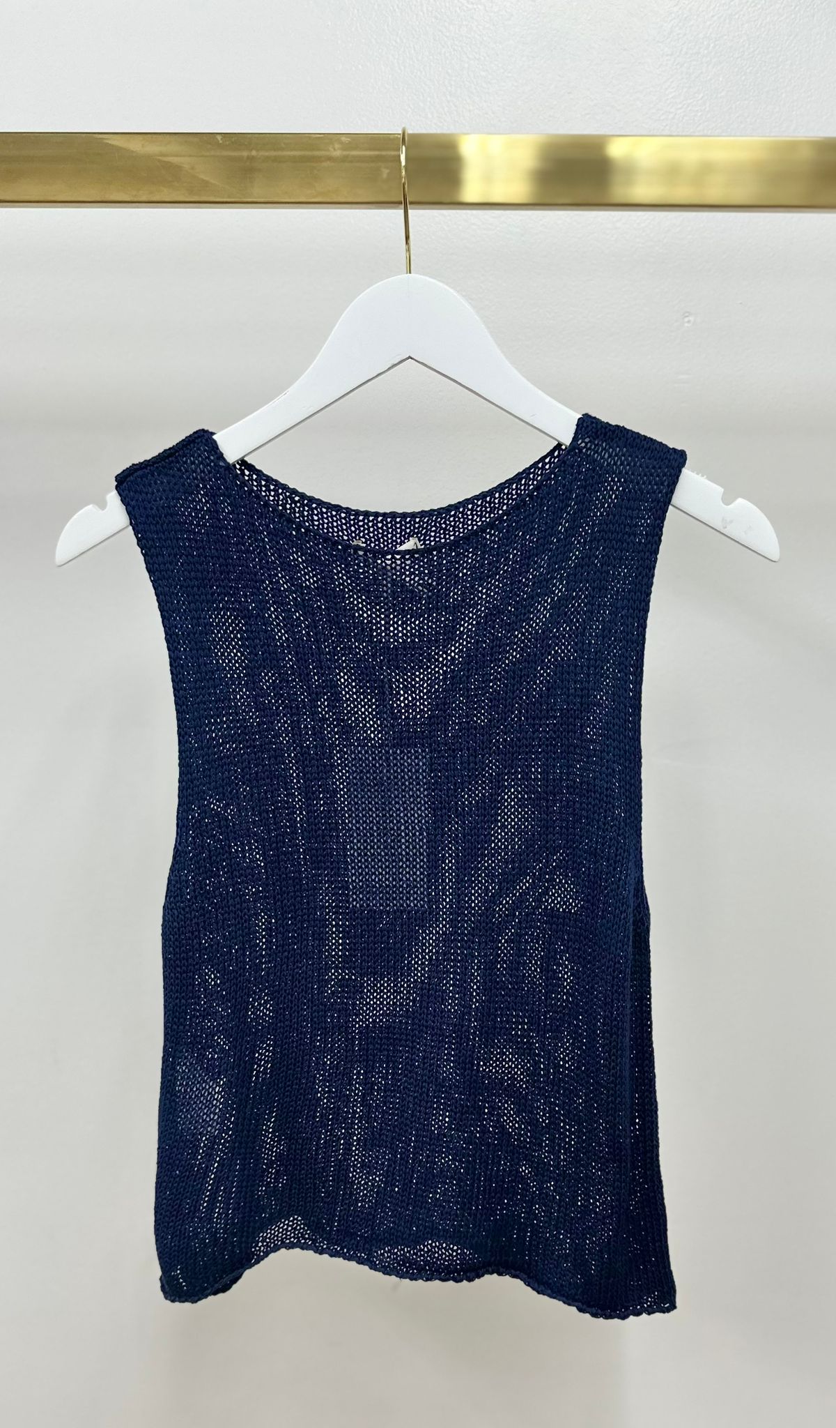 Crocheted Sleeveless Top - Navy