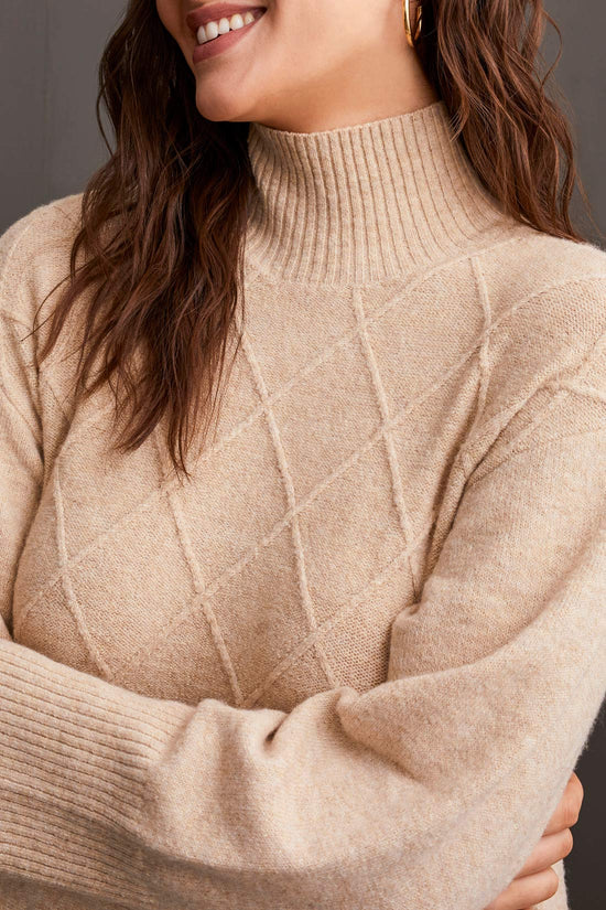 Mock Turtleneck Sweater Dress - Oatmeal