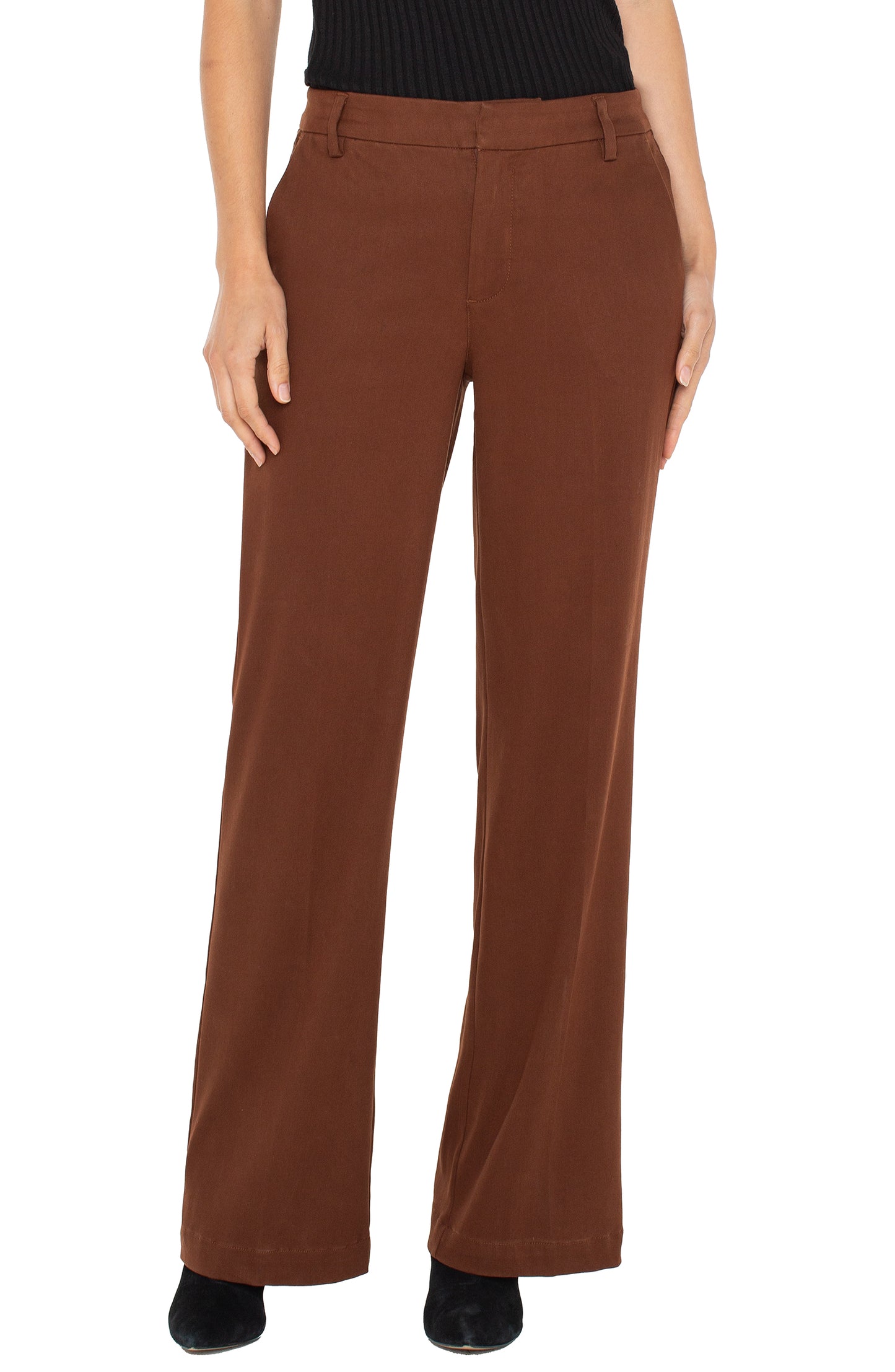Kelsey Wide Leg Pants - Saddle Brown