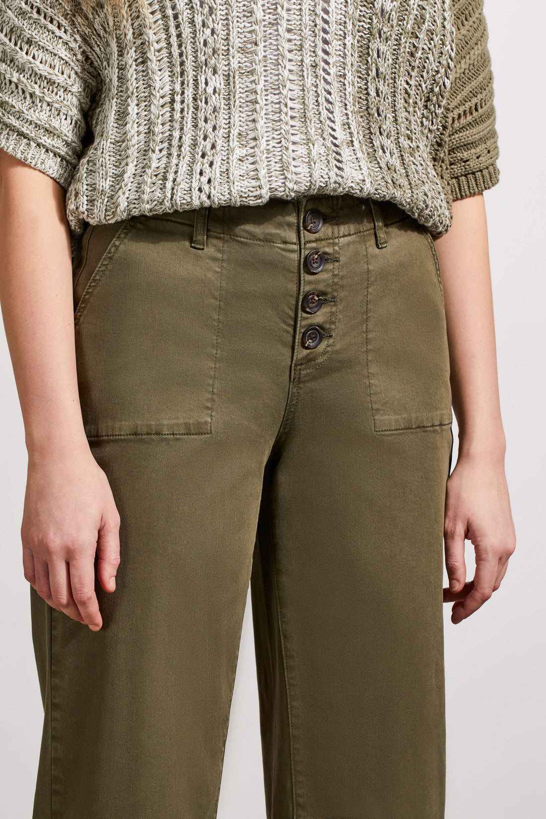 Audrey Wide Leg Cropped Pants - Olive