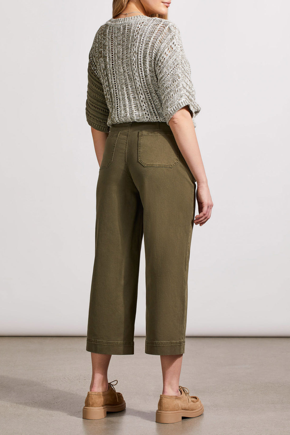 Audrey Wide Leg Cropped Pants - Olive