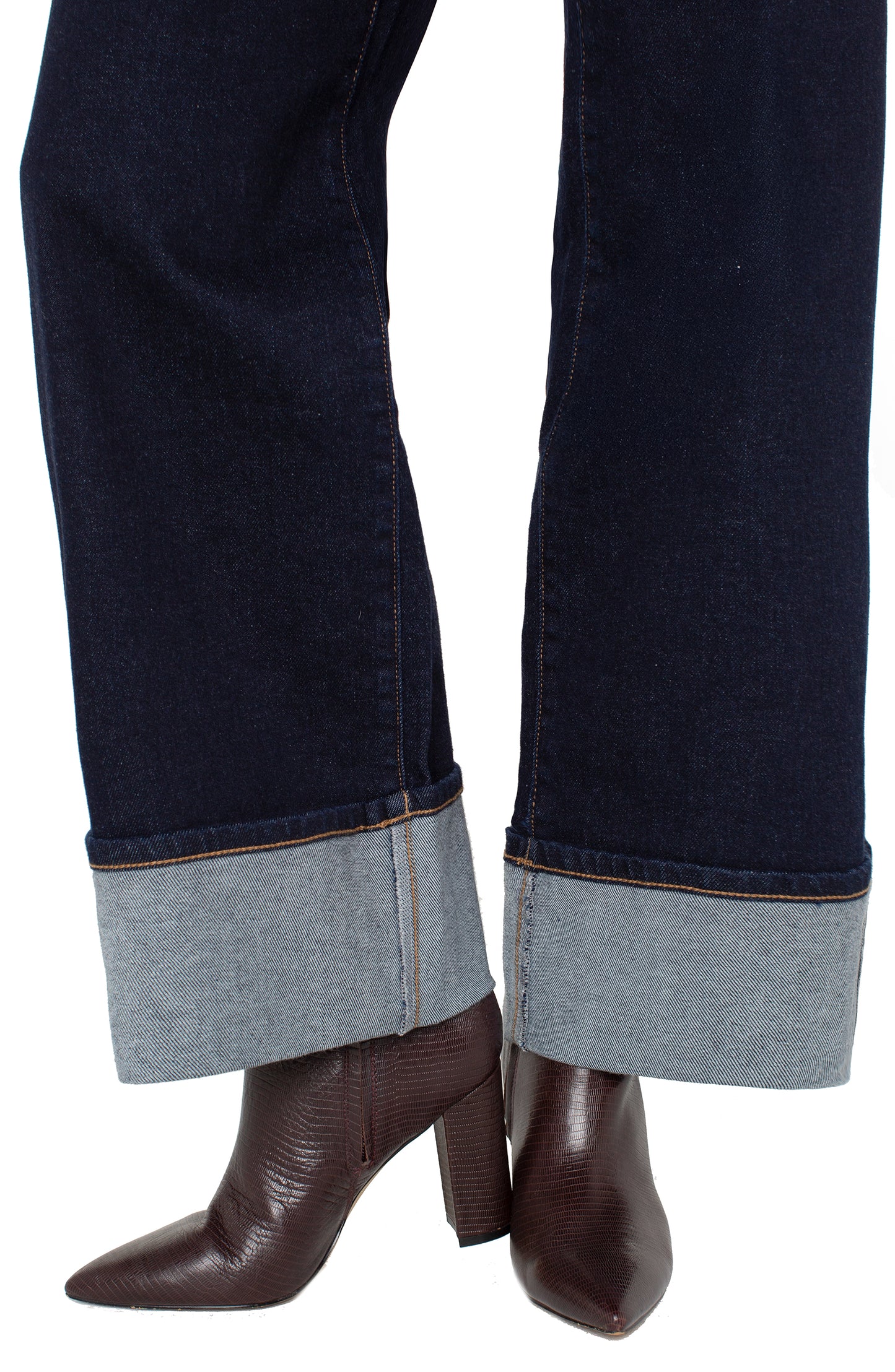 Morgan Cuffed Wide Leg Jeans - Indigo Rinse