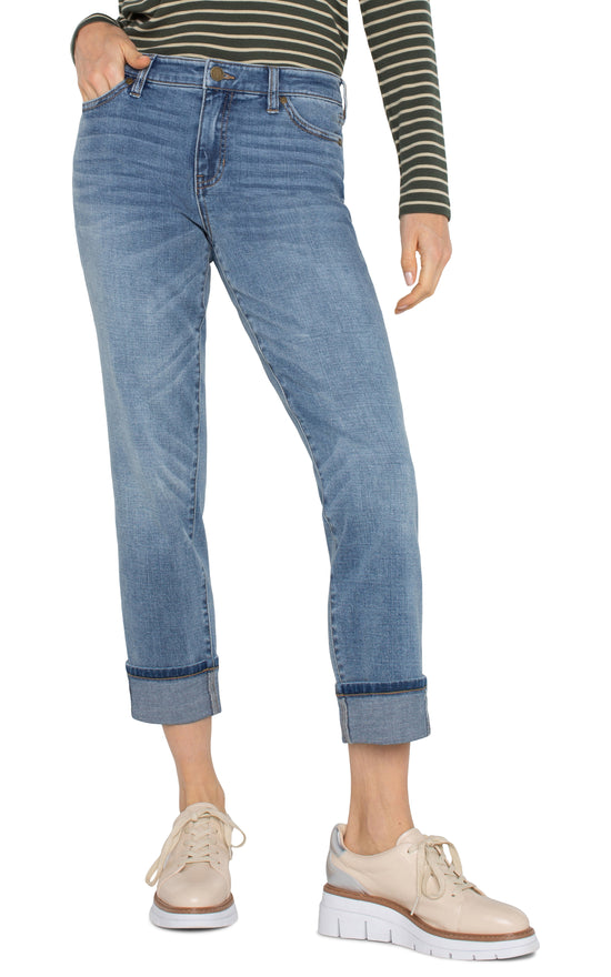 Marley Girlfriend Jeans with Cuffed Hem - Vineland