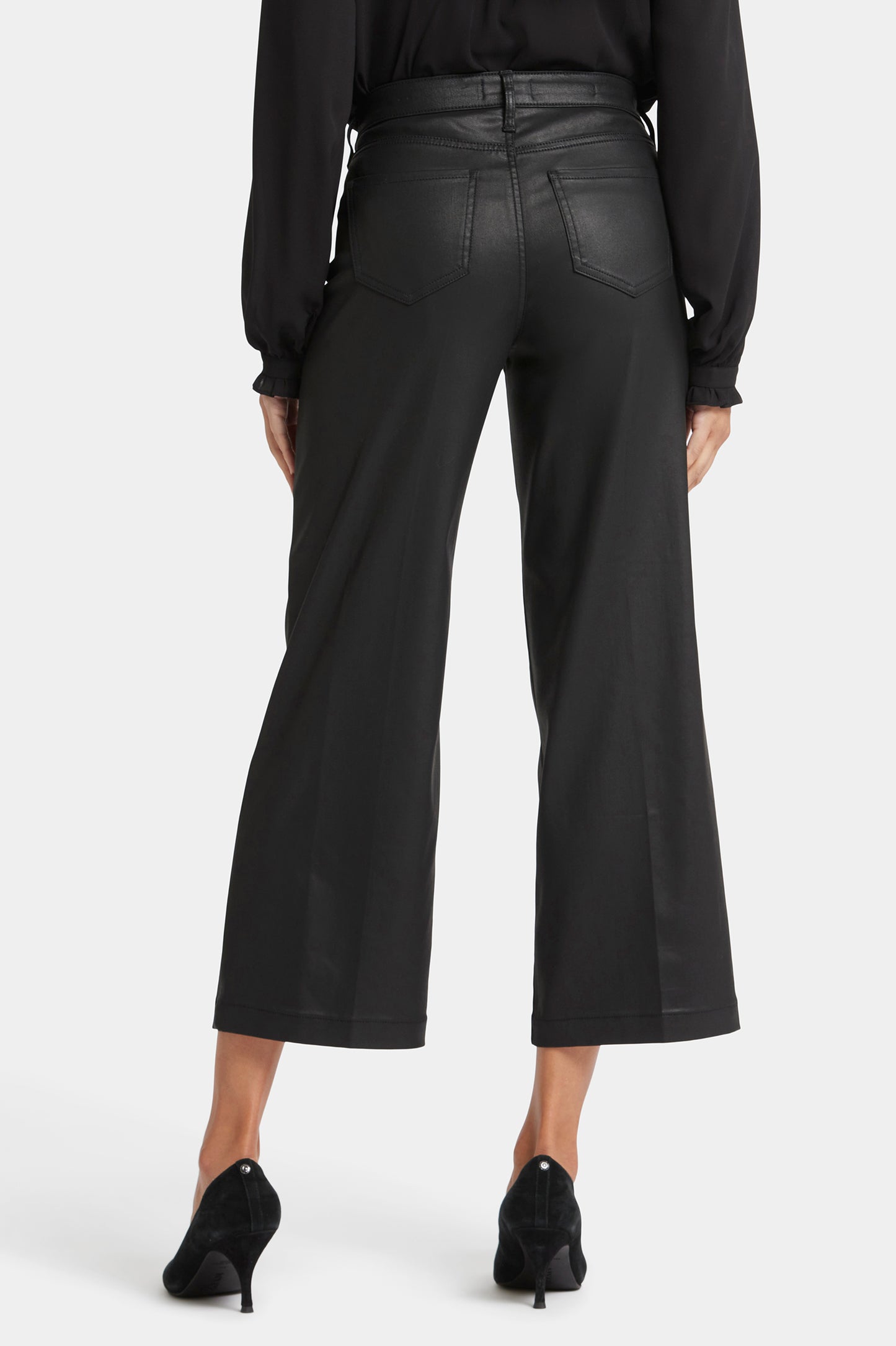 Teresa Wide Leg Ankle Pants - Black Coated