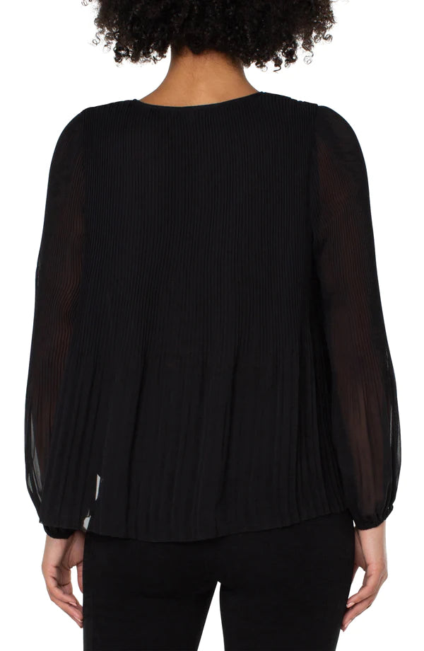 V-Neck Top with Pleats