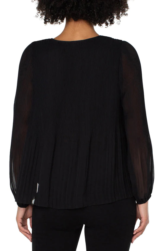 V-Neck Top with Pleats