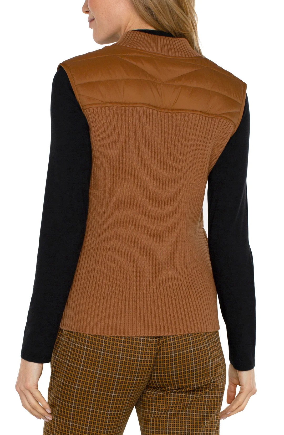 Quilted Front Sweater Vest - Tumeric