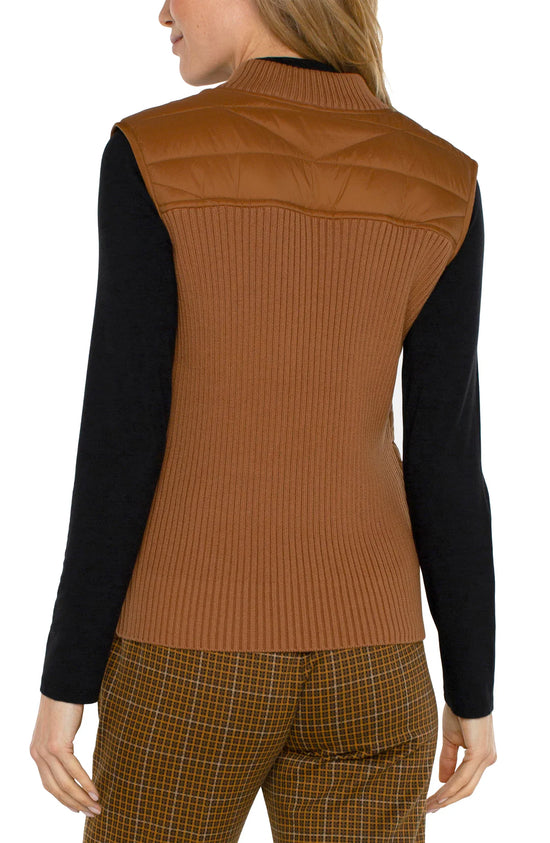 Quilted Front Sweater Vest - Tumeric