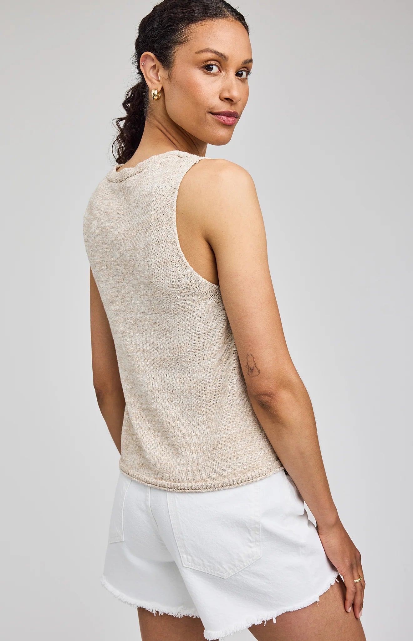Rebel V-Neck Tank Top - Linen