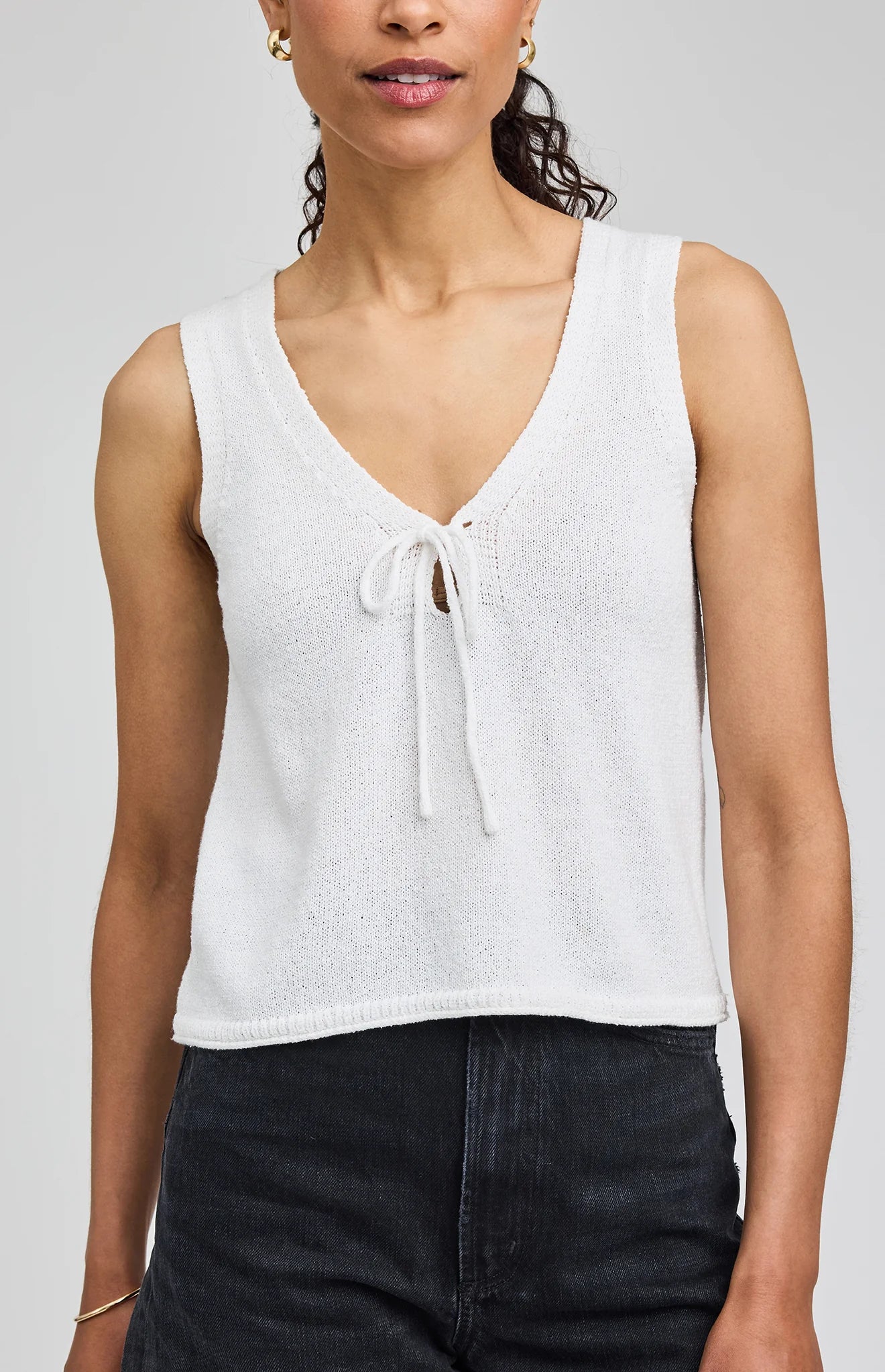 Rebel V-Neck Tank Top - White