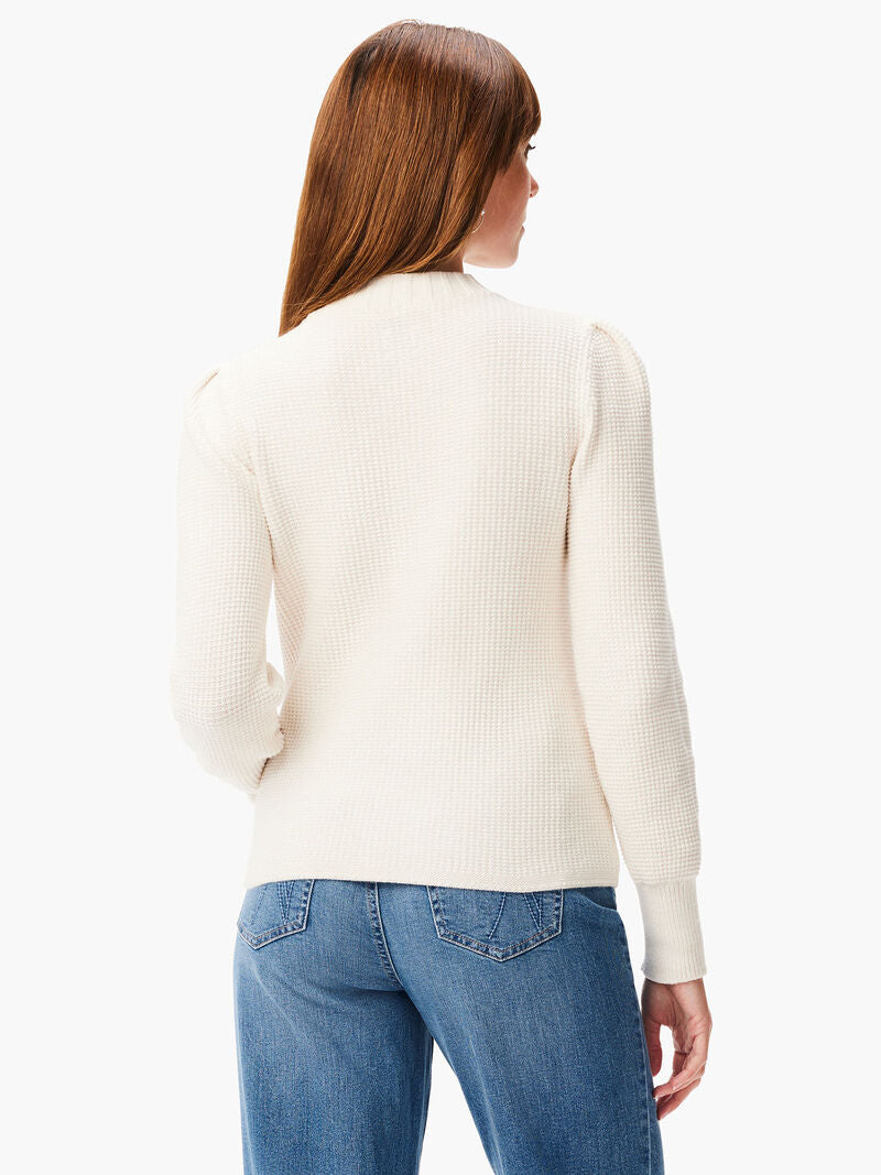 Waffle Stitch Pullover Sweater - Cream