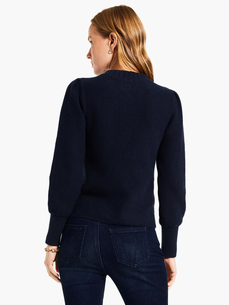 Waffle Stitch Pullover Sweater - Dark Indigo