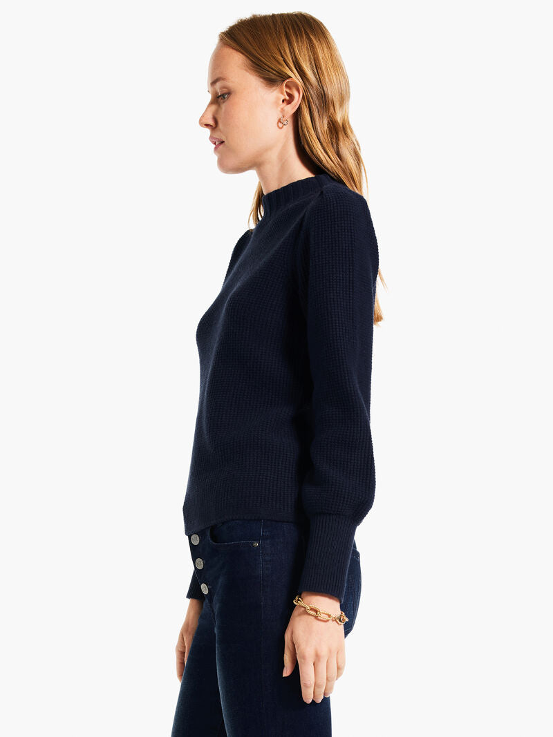 Waffle Stitch Pullover Sweater - Dark Indigo