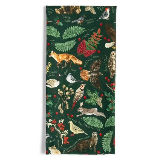 Winter Floral & Fauna Tea Towel