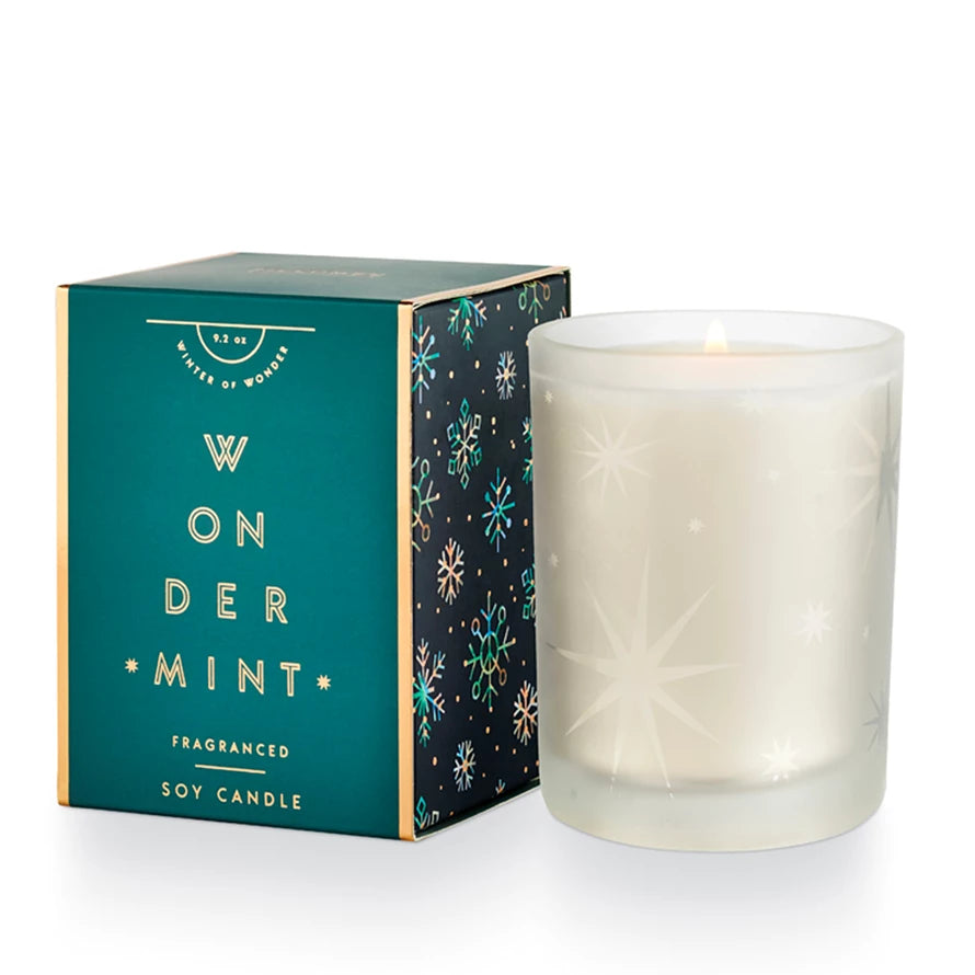 Wondermint Glass Candle in Blue Gift Box