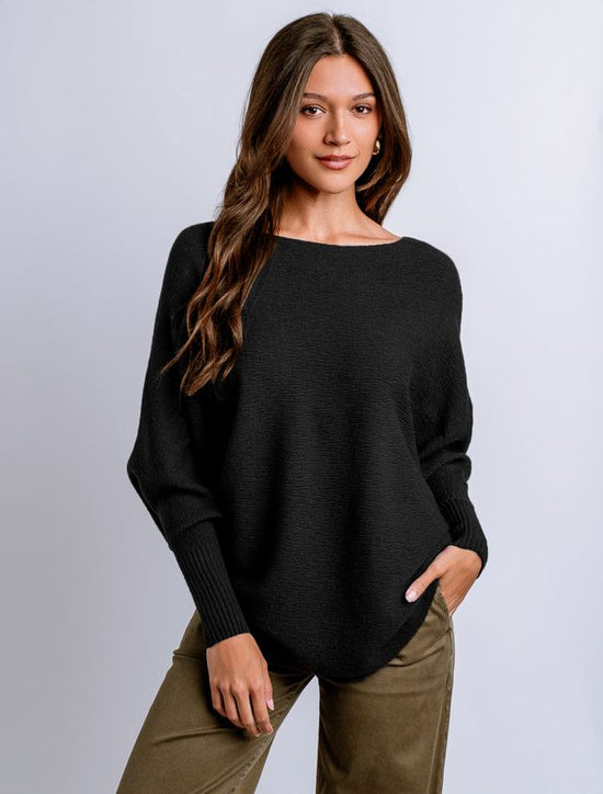 Jena Ryu Dolman Sleeve Sweater with Cuff - Black
