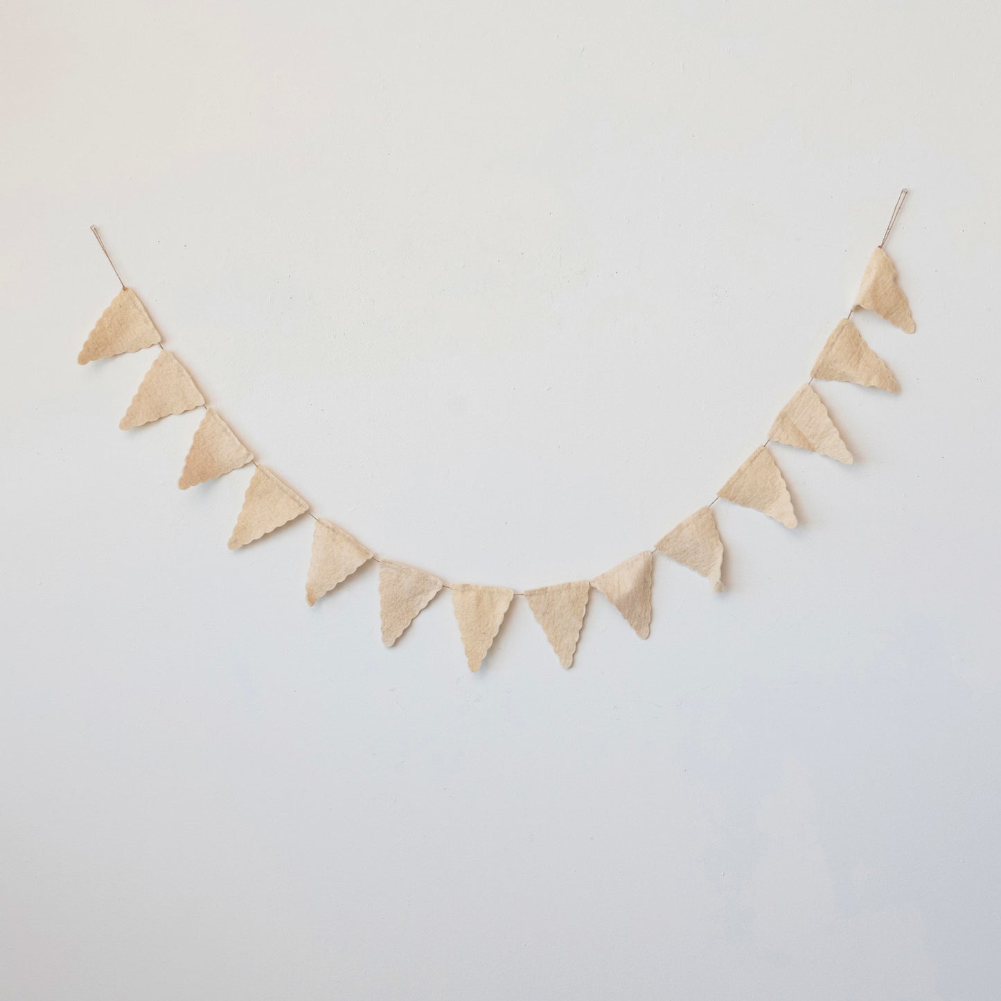 Handmade Wool Felt Pennant Garland - Cream Color