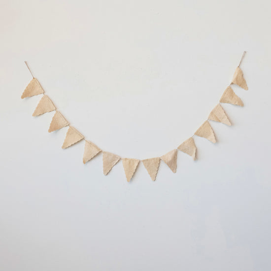 Handmade Wool Felt Pennant Garland - Cream Color