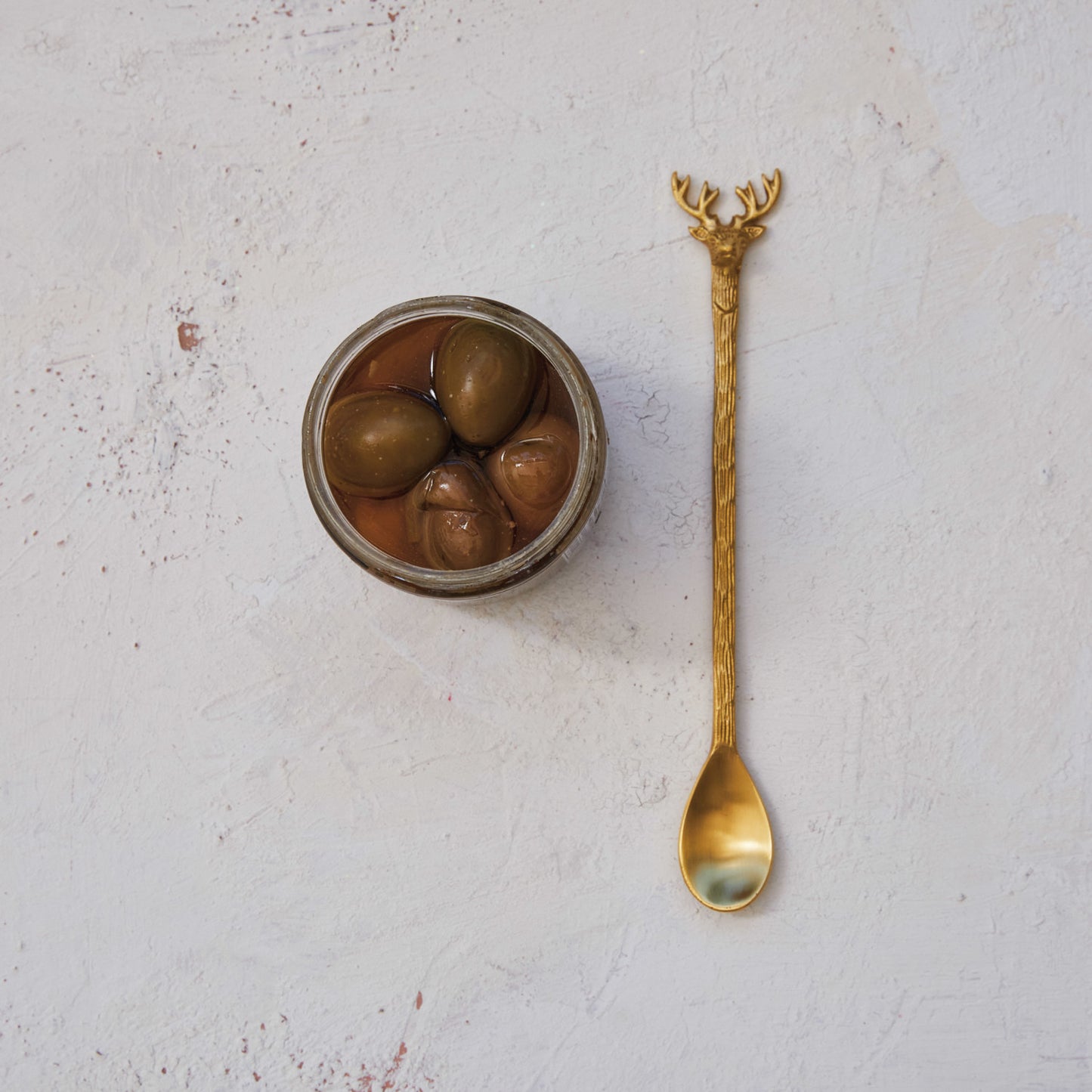 Brass Cocktail Spoon With Reindeer Handle