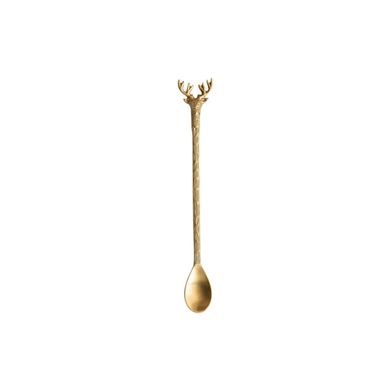 Brass Cocktail Spoon With Reindeer Handle