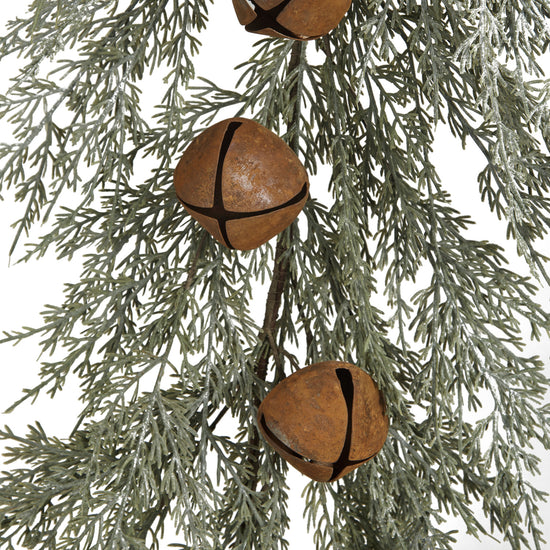 Faux Cedar Garland With Rust Finish Metal Bells